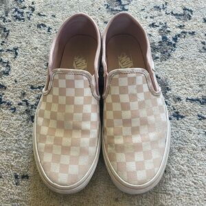 Vans Pink Checkered Slip-On Sneakers Womens 10